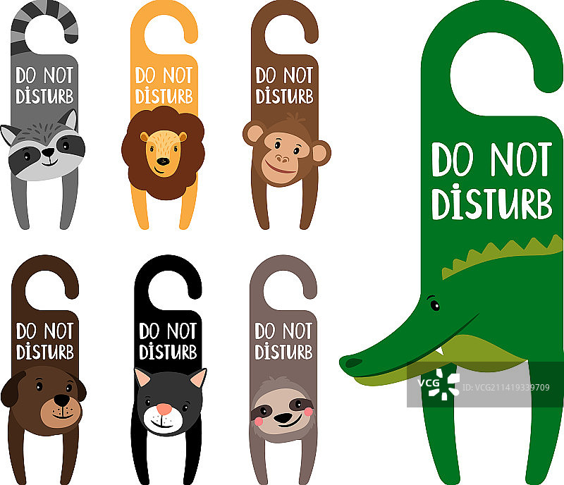 儿童房动物门把手挂件套装图片素材