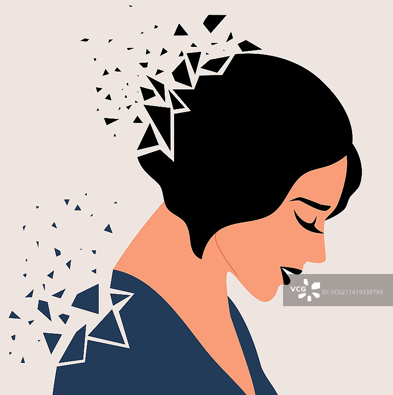 悲伤女人的破碎瞬间图片素材