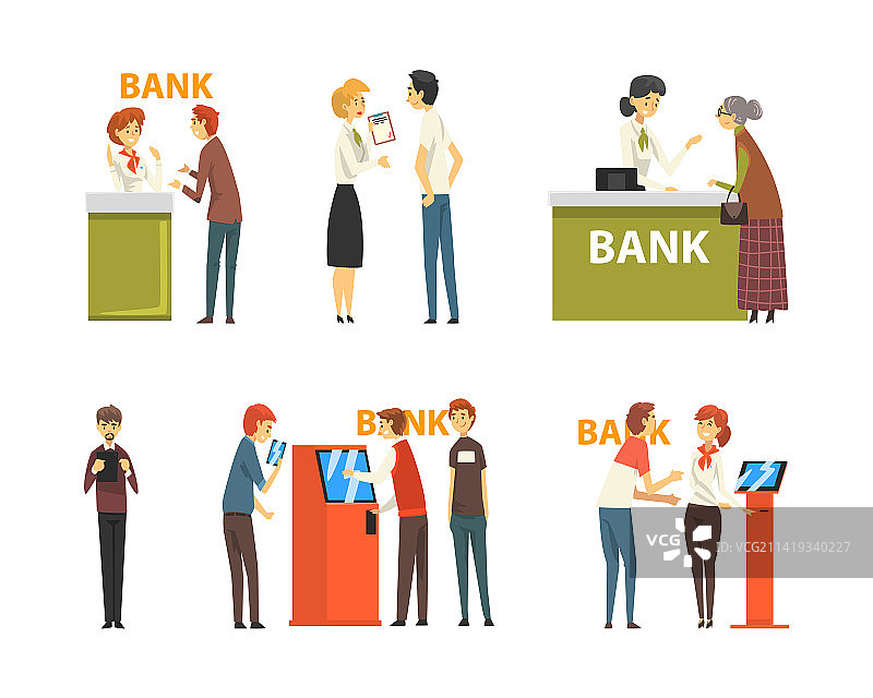 银行服务场景：人们正在交谈图片素材