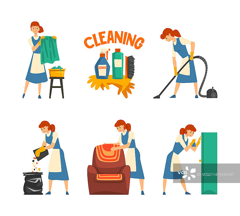 提供家务清洁服务的妇女图片素材