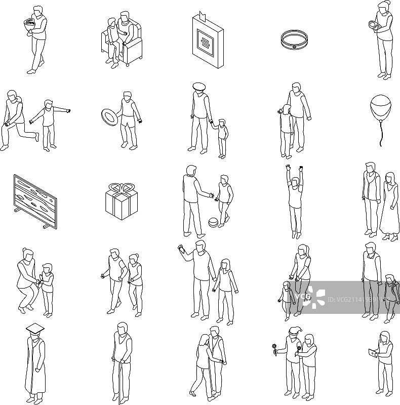 家庭温馨时刻图标轮廓图片素材