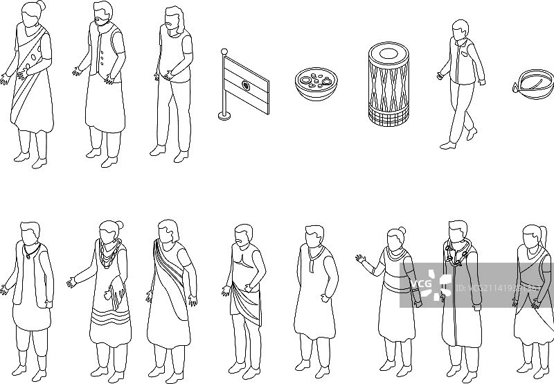 印第安人图标轮廓图片素材