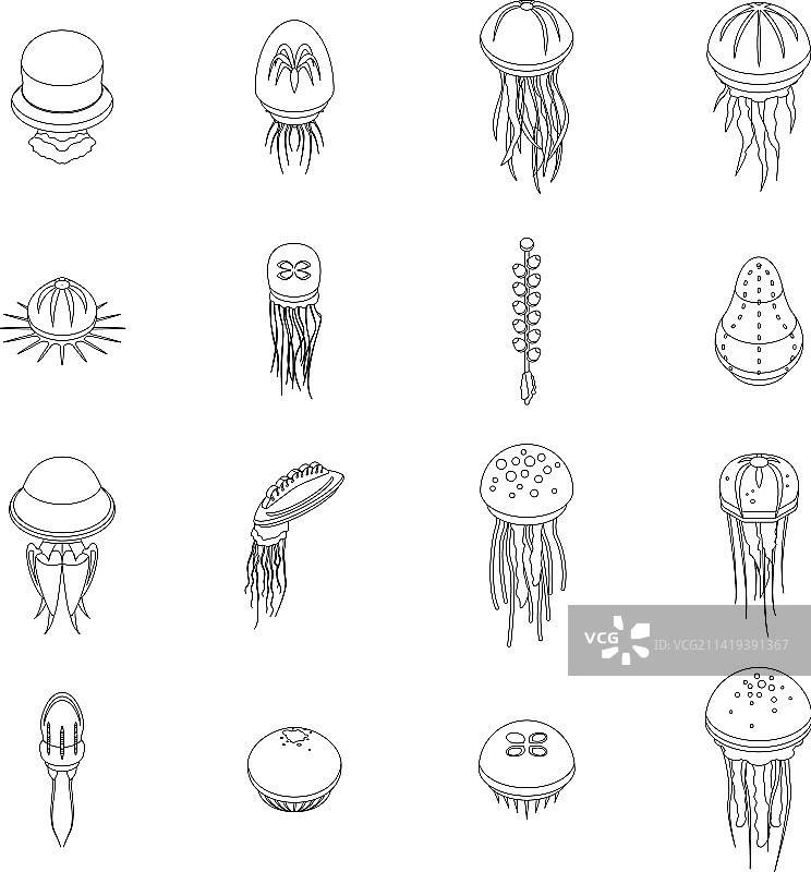 水母图标轮廓图片素材