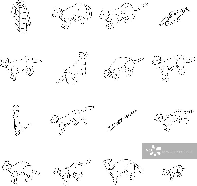 貂图标轮廓合集图片素材