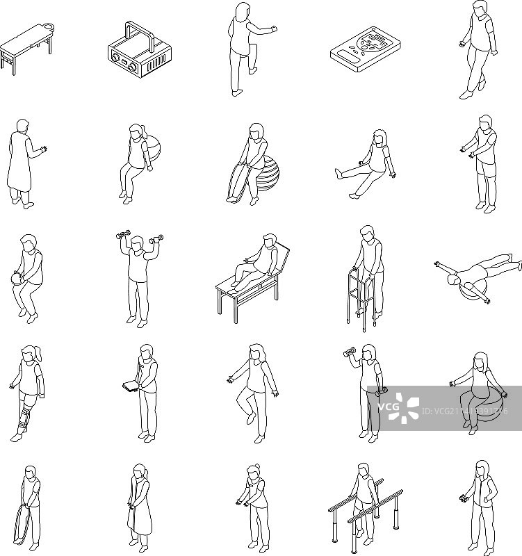 理疗师图标集轮廓图片素材