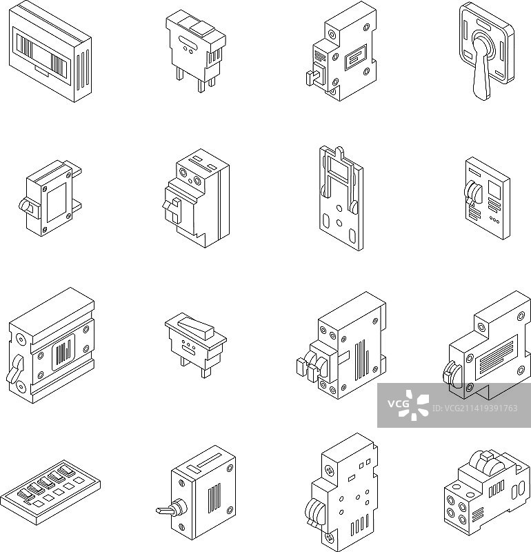 断路器开关图标集轮廓图片素材