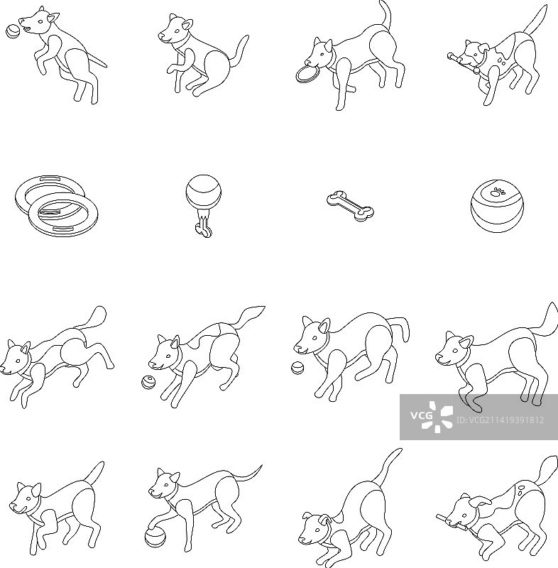 顽皮的狗图标2.5D风格图片素材