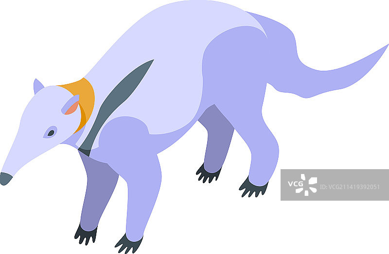 白色食蚁兽图标，2.5D风格图片素材