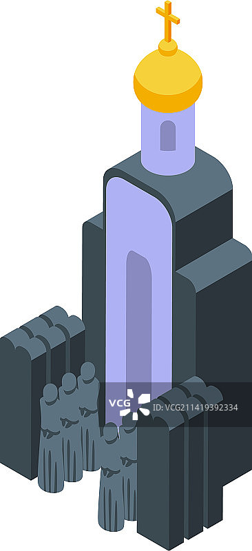 白俄罗斯塔教堂图标2.5D图片素材