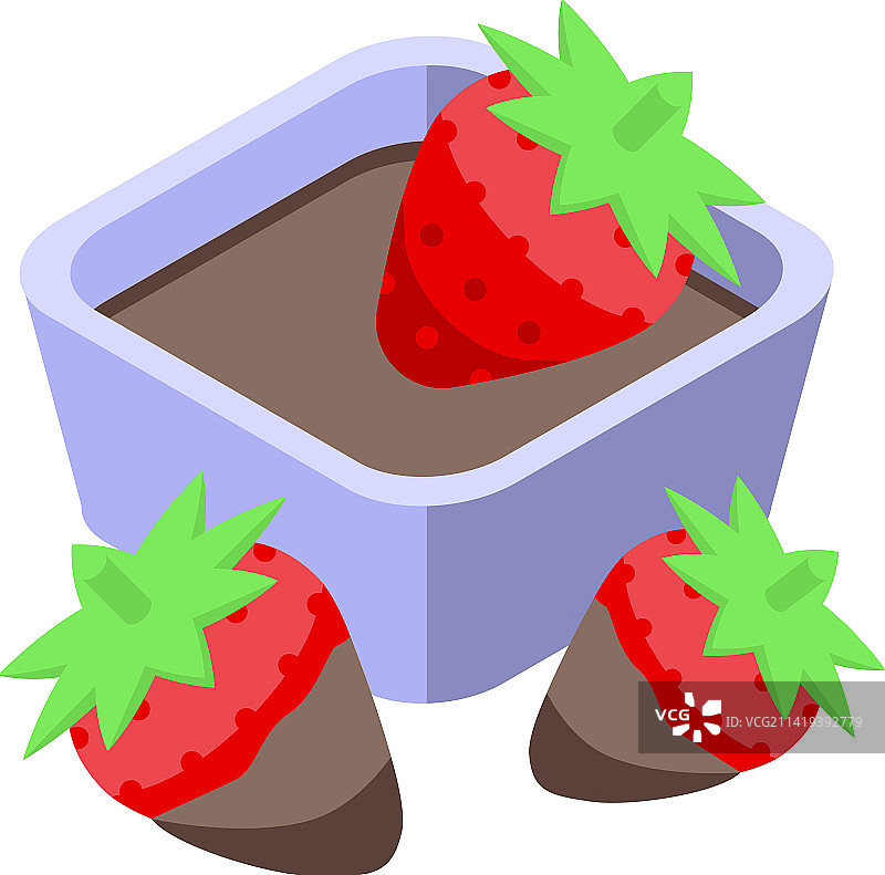 草莓巧克力喷泉2.5D图标图片素材