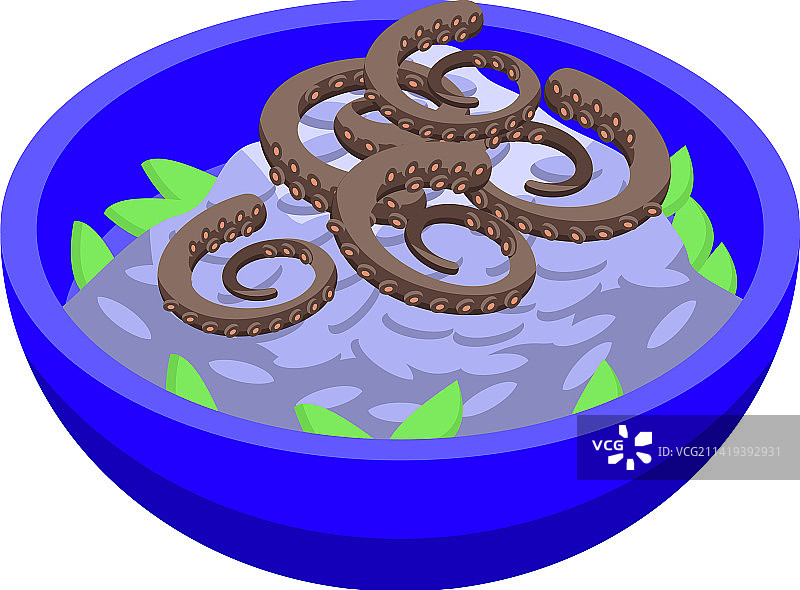 克罗地亚章鱼美食图标2.5D旅行图片素材