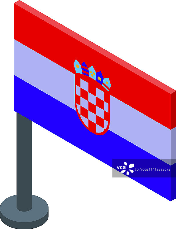 克罗地亚旗帜2.5D旅行地图图标图片素材