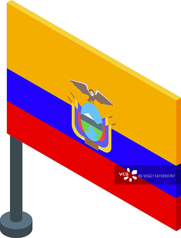 厄瓜多尔国旗图标2.5D度假风图片素材