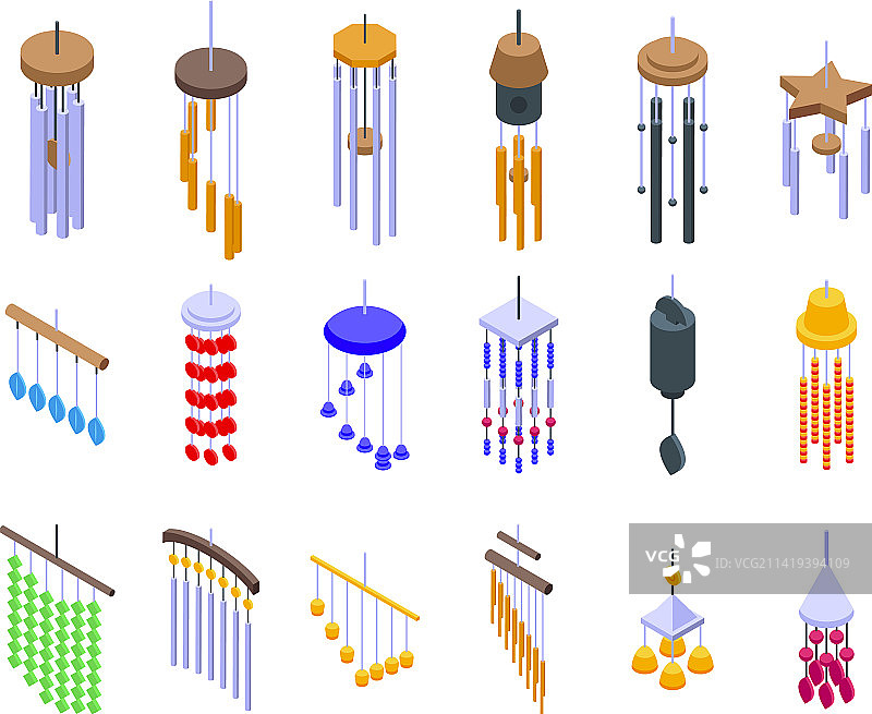 风铃图标2.5D金色合集图片素材