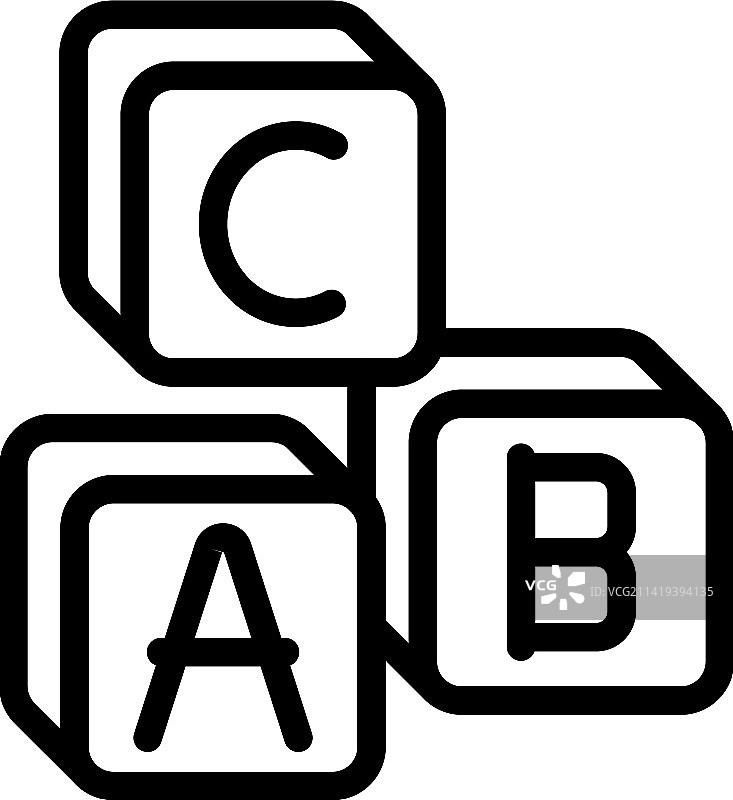 早教方块图标轮廓学校图片素材