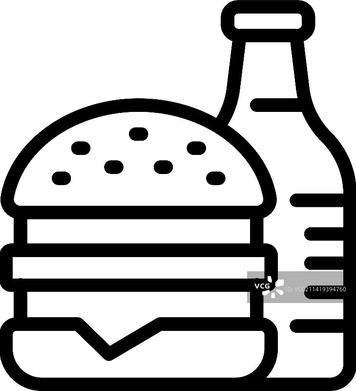 汉堡快餐图标轮廓学生俱乐部图片素材