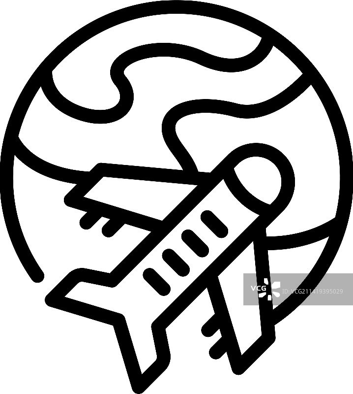 飞机全球文化旅行图标轮廓图片素材