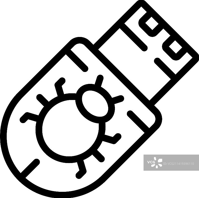 网络犯罪USB数据漏洞图标轮廓图片素材