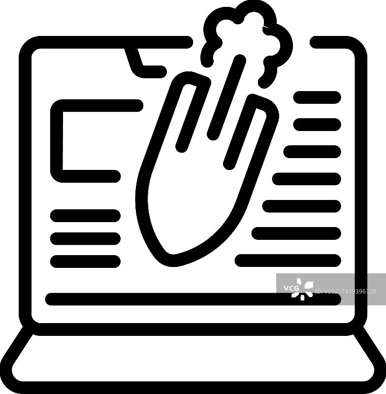 黑客笔记本电脑攻击网络图标轮廓图片素材