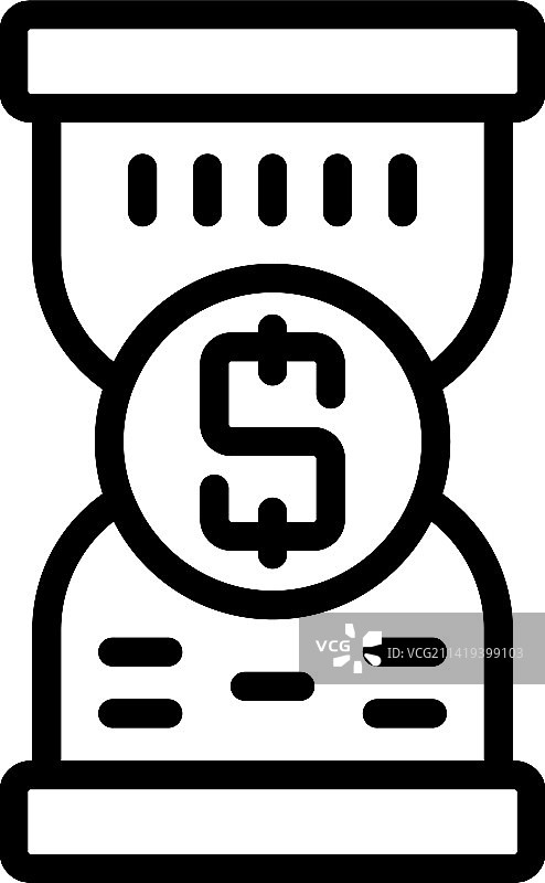 沙漏金钱轮廓图标，银行经济图片素材