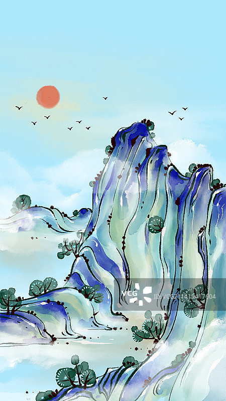 国风水墨意境江山风景图图片素材