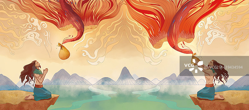 炎帝和丹雀神话故事图片素材