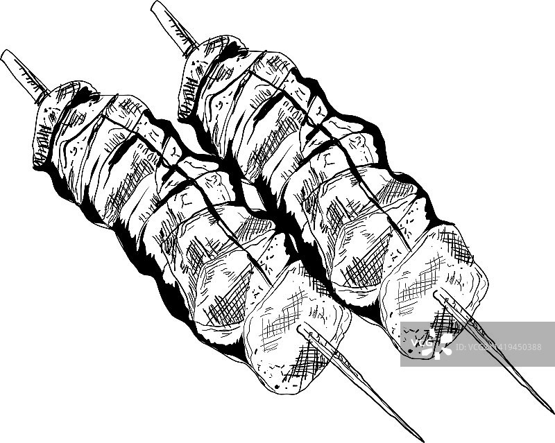 烧烤串速写图片素材