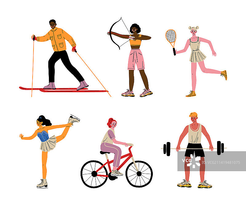 年轻男女运动员运动场景图片素材