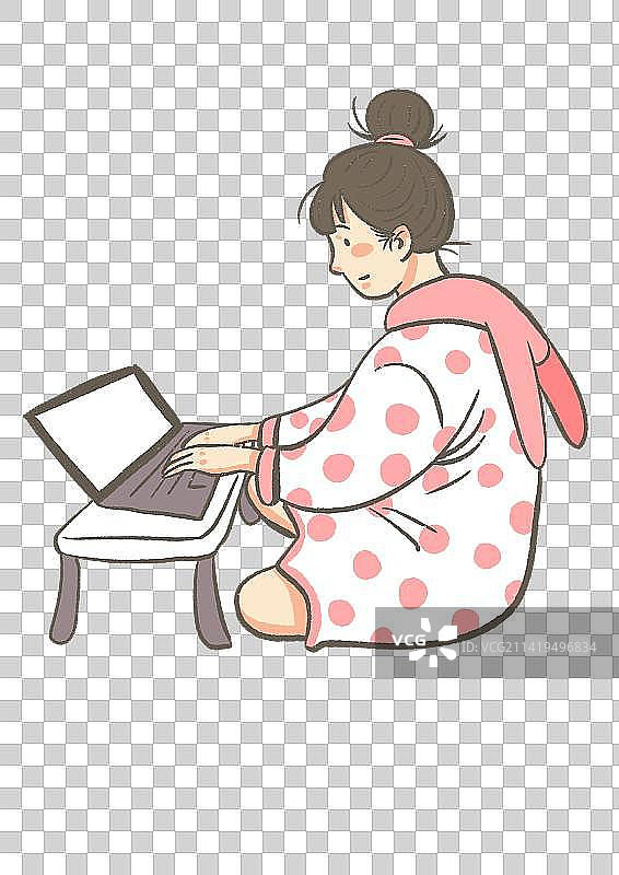 居家办公-女生版图片素材