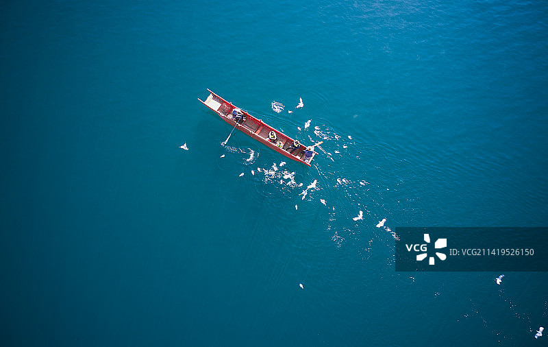 云南丽江泸沽湖航拍风光图片素材