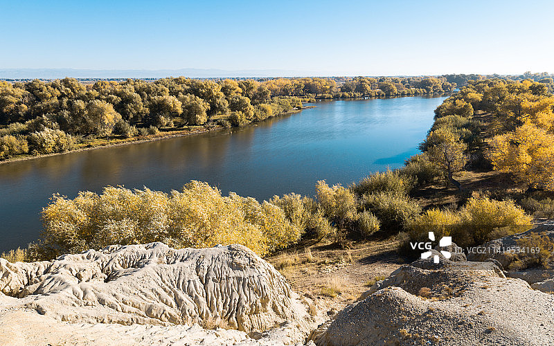 额尔齐斯河秋色图片素材