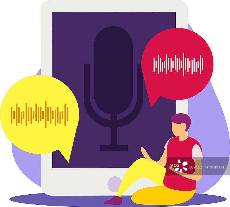 语音控制平板电脑构图图片素材