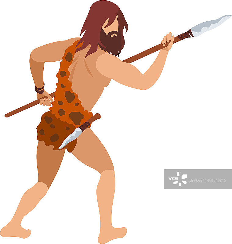 原始人持矛场景图片素材