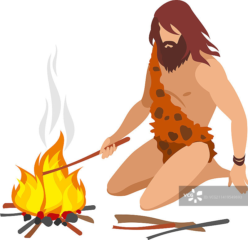 原始人壁炉场景图片素材