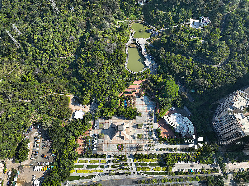 广东省深圳市龙岗区凤凰山国家矿山公园航拍图片素材