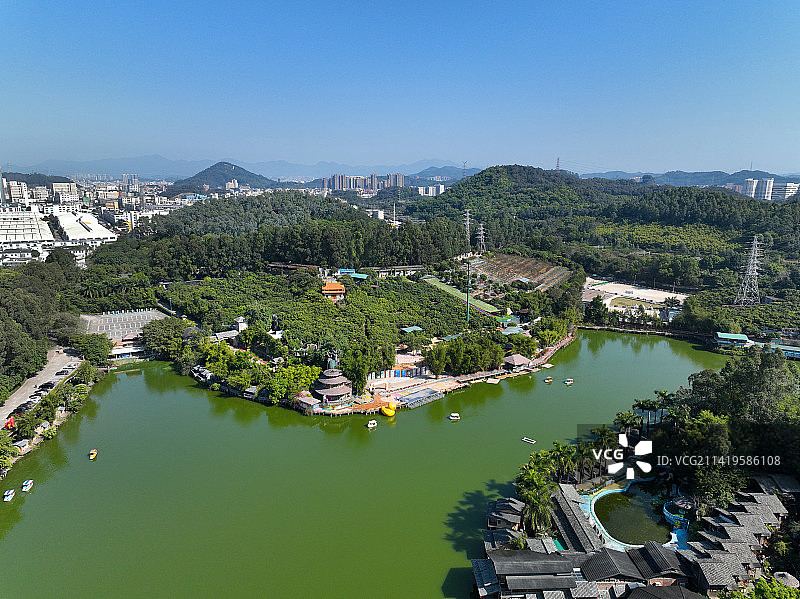 广东省深圳市龙华区观澜山水田园旅游文化园航拍图片素材