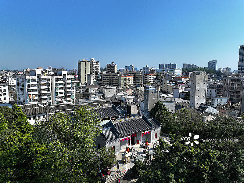 广东省深圳市龙华区观澜古墟建筑群航拍图片素材