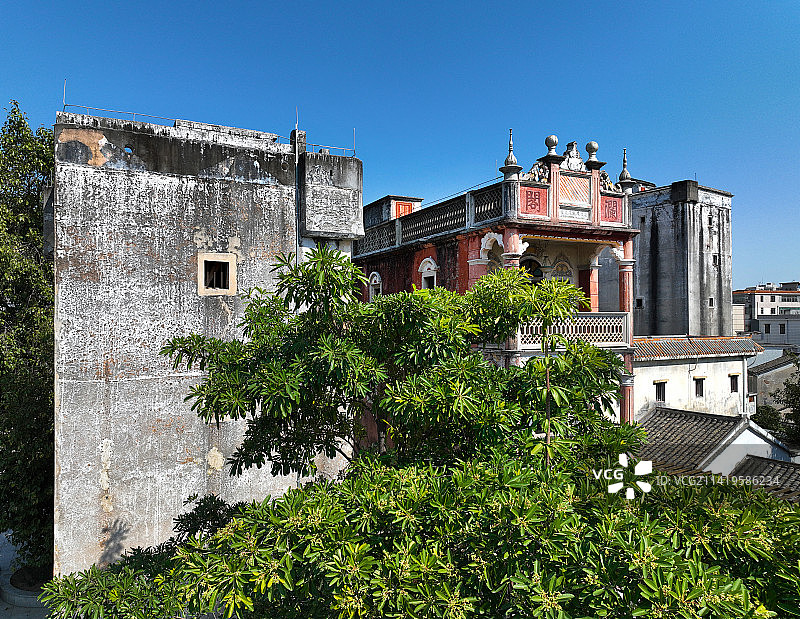 广东省深圳市龙华区观澜古墟建筑群航拍图片素材