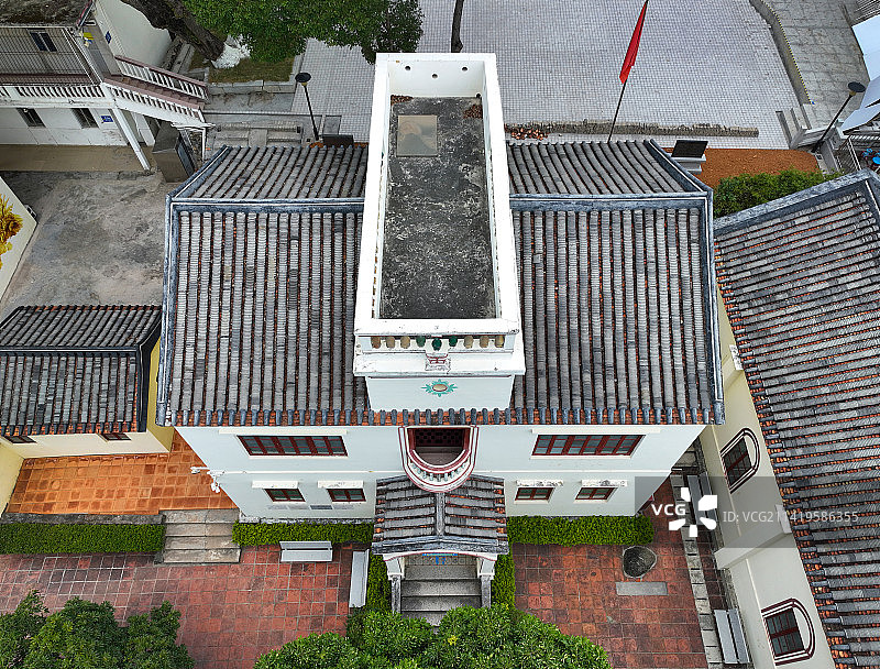广东省深圳市大鹏新区土洋东江纵队司令部旧址航拍图片素材
