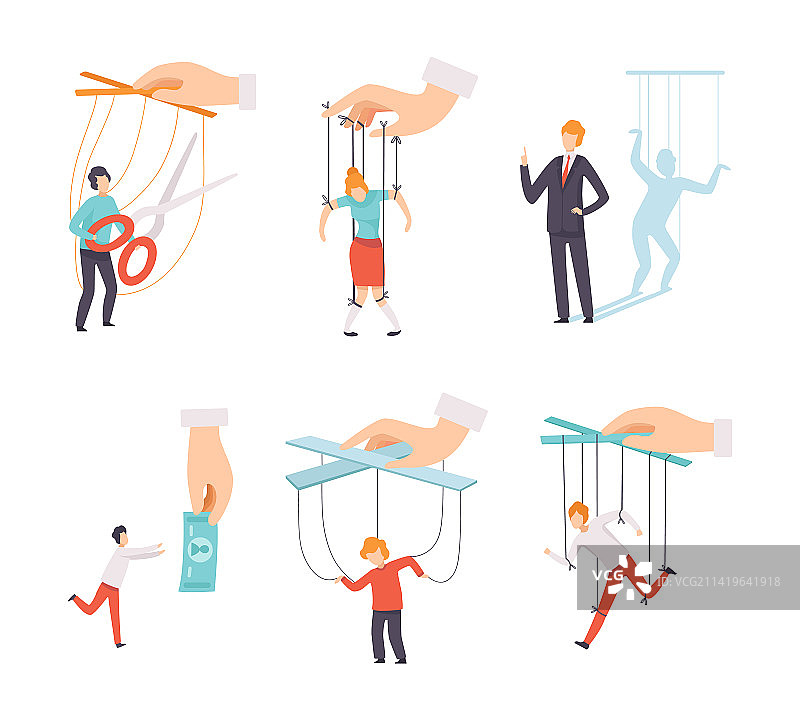 操纵他人的一群男人和女人图片素材