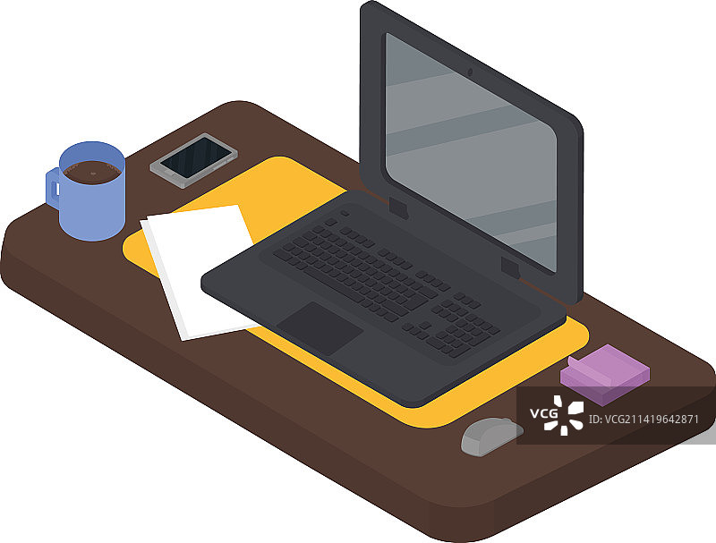 带笔记本电脑的办公桌图片素材