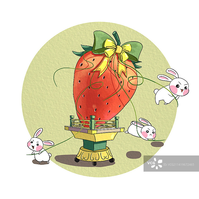 兔子与草莓礼物图片素材