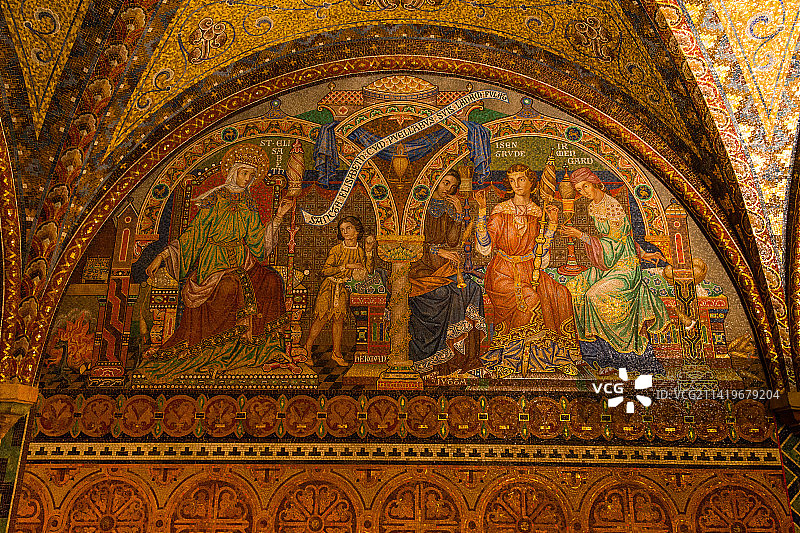 世界文化遗产德国WartBerg瓦特堡的伊丽莎白居室的马塞克拼画图片素材