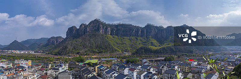 浙江天台后岸村全景接片图片素材