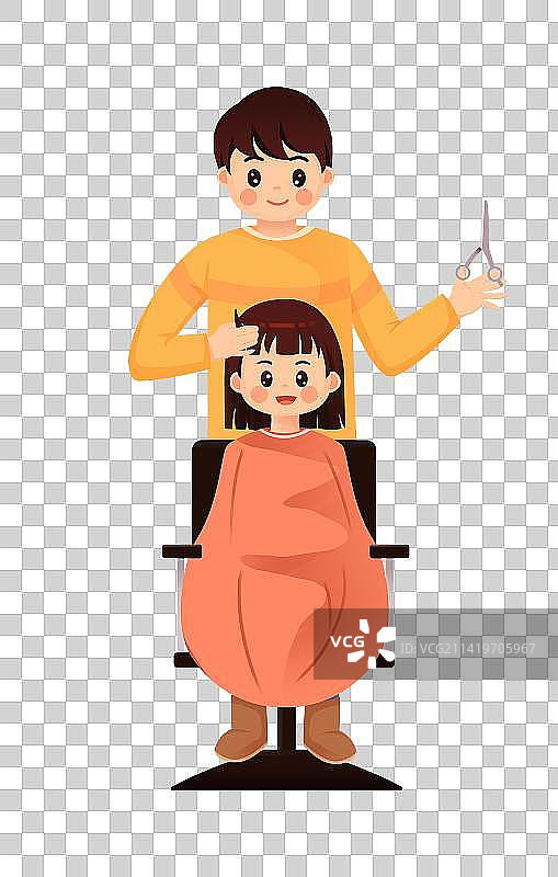 二月二龙抬头理发人物插画图片素材