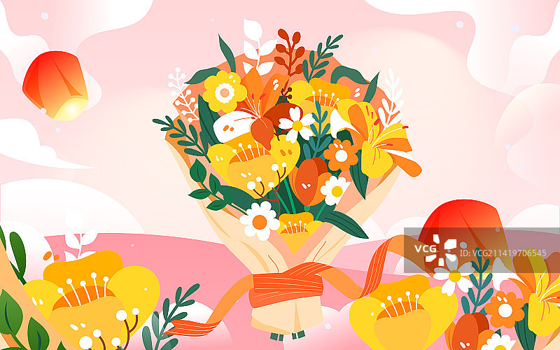 情人节情侣约会浪漫爱情甜蜜恋爱节日插画图片素材