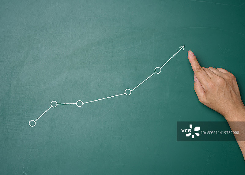 在黑板上书写的手部特写，美国图片素材