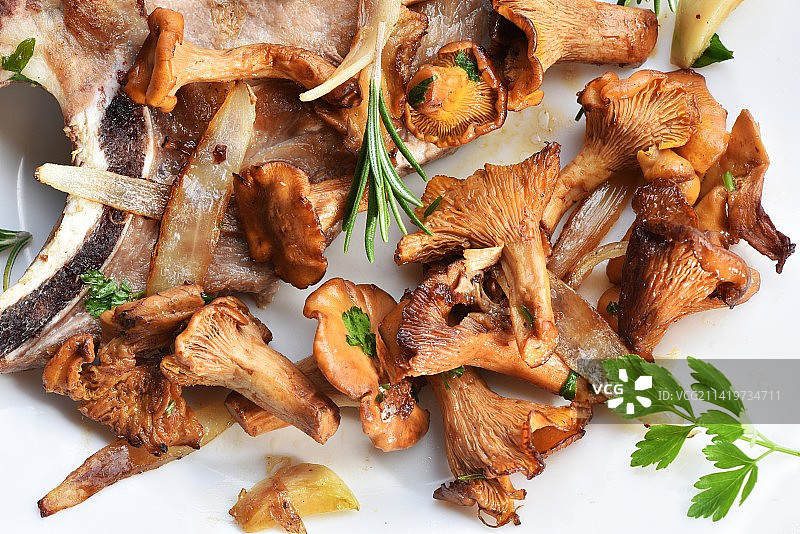 法国盘中猪肉俯视图片素材