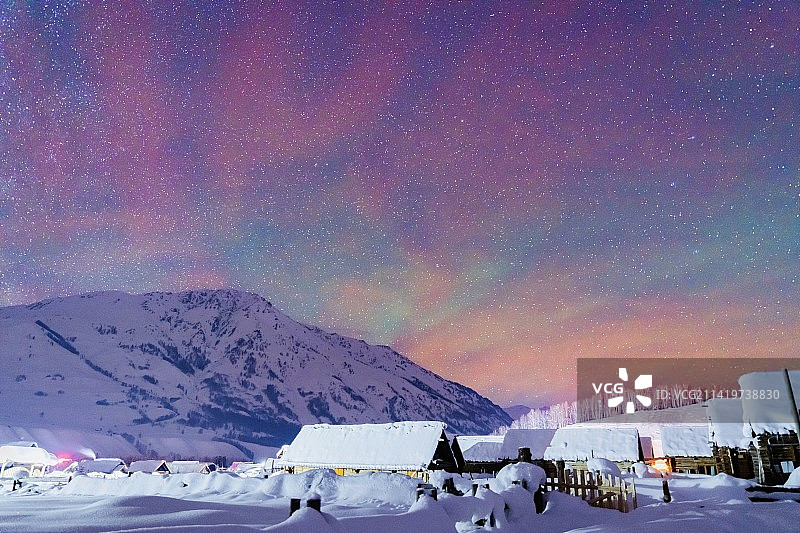 新疆禾木村星空图片素材