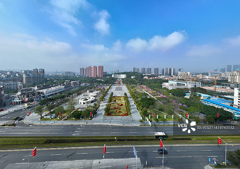 广东省深圳市龙华区观湖世纪广场航拍图片素材